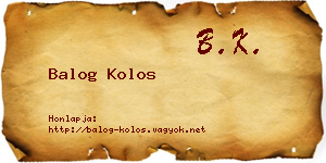 Balog Kolos névjegykártya