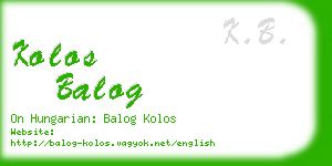 kolos balog business card
